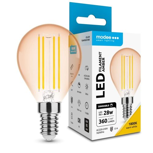 Modee 4W Dimmelhető Mini Gömb LED Filament E14 Meleg fehér - 5 év garancia